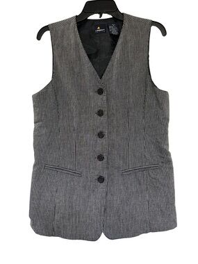 LizSport Pinstripe Linen Vest Striped 8P